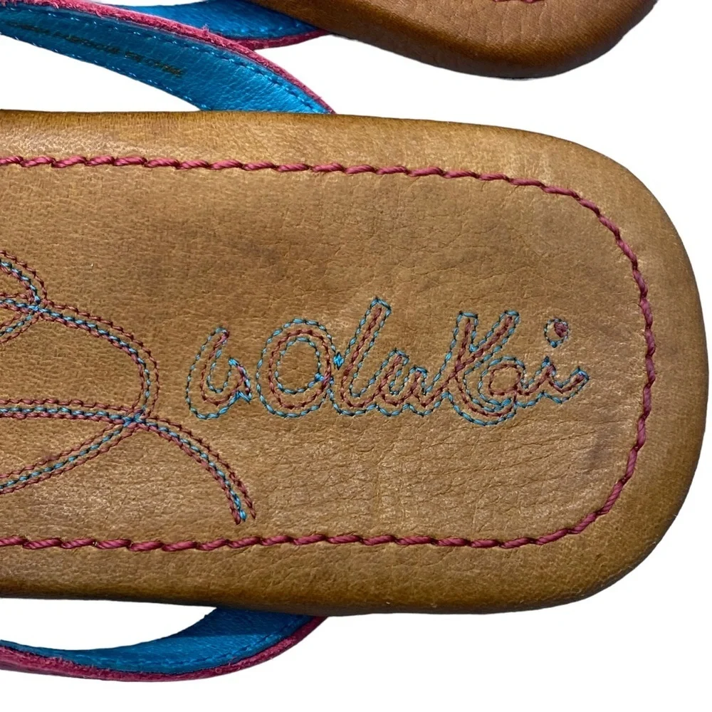 OluKai Youth Girls Size US 13/1 EU 32.5‎ Leather Flip Flop Sandals Flat Shoes